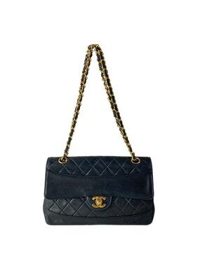 Chanel Shoulder Bag Single Flap Quilted Black Gold Chain Lambskin